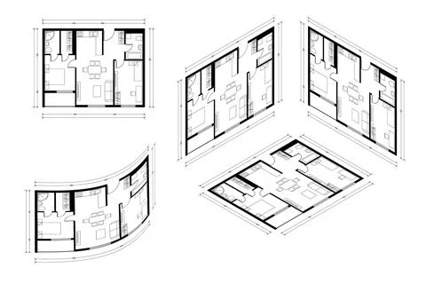 Isometric Architect Blueprint Vector Plan of Home. Blueprint House Plan Drawing Illustrazione stock