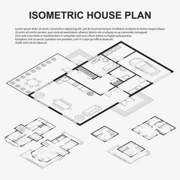 Isometric architectural plans Illustrazione stock