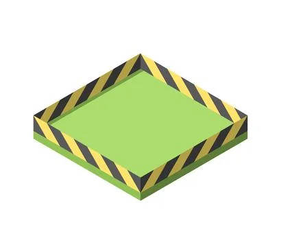 Isometric area, caution tape Stock Illustration