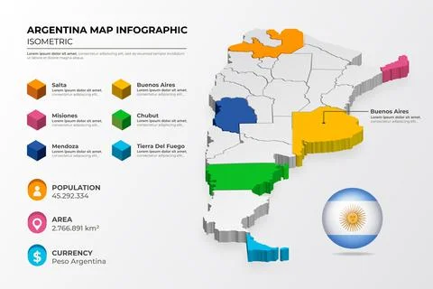 Isometric argentina map infographic Stock Illustration