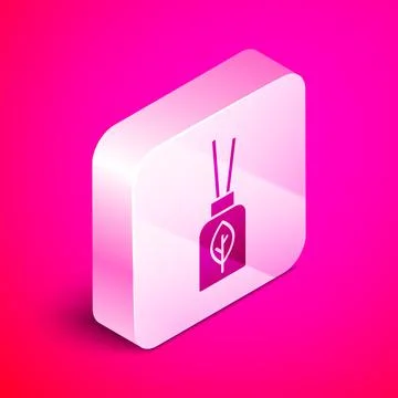 Isometric Aroma diffuser icon isolated on pink background. Glass jar different Stock Illustration