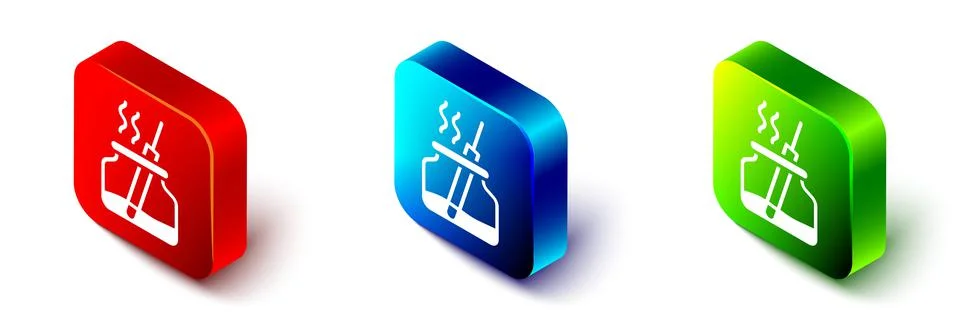 Isometric Aroma diffuser icon isolated on white background. Glass jar different Stock Illustration