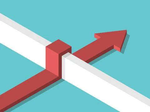 Isometric arrow above wall Stock Illustration