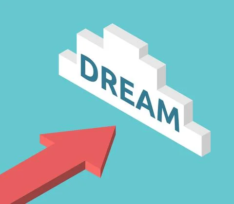 Isometric arrow, dream cloud Stock Illustration