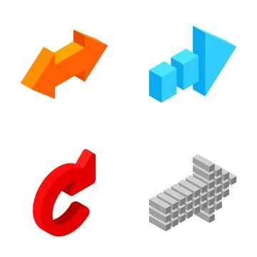 Isometric arrow icons depicting progress, exchange, and refresh Stock Illustration