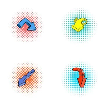 Isometric arrows showing direction in pop art comic style Illustrazione stock