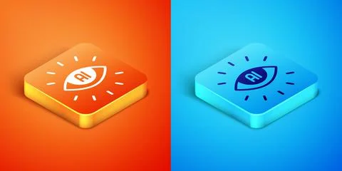 Isometric Artificial intelligence AI icon isolated on orange and blue background Stock Illustration