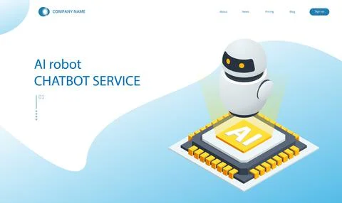 Isometric artificial intelligence. Chat bot and future marketing. AI and 스톡 일러스트