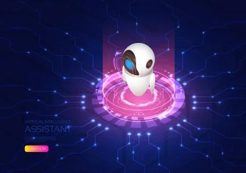 Isometric Artificial intelligence 스톡 일러스트