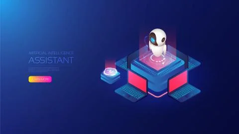 Isometric Artificial intelligence 스톡 일러스트