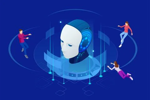 Isometric Artificial Intelligence, Knowledge Expertise Intelligence Learn Illustrazione stock