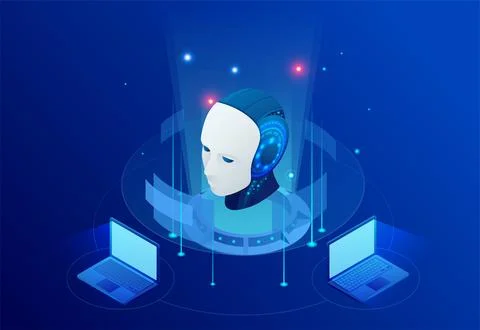 Isometric Artificial Intelligence, Knowledge Expertise Intelligence Learn Illustrazione stock