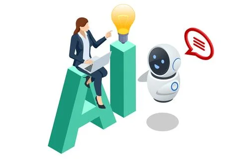 Isometric Artificial Intelligence, Knowledge Expertise Intelligence Learn Illustrazione stock