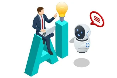 Isometric Artificial Intelligence, Knowledge Expertise Intelligence Learn Illustrazione stock