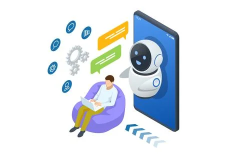 Isometric Artificial Intelligence, Knowledge Expertise Intelligence Learn Illustrazione stock