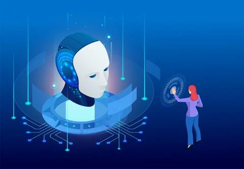 Isometric Artificial Intelligence, Knowledge Expertise Intelligence Learn Illustrazione stock