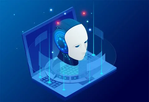 Isometric Artificial Intelligence, Knowledge Expertise Intelligence Learn Illustrazione stock