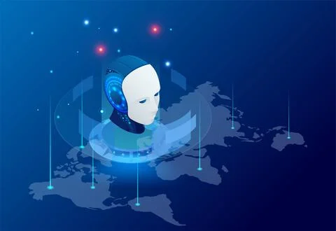 Isometric Artificial Intelligence, Knowledge Expertise Intelligence Learn Illustrazione stock