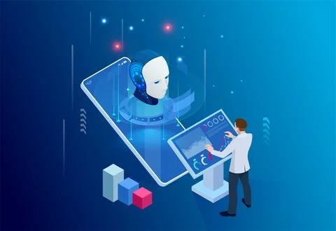 Isometric Artificial Intelligence, Knowledge Expertise Intelligence Learn Stock Illustration