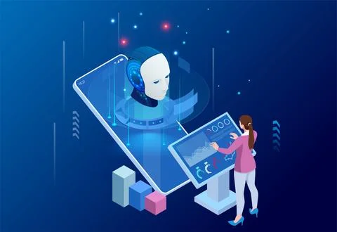 Isometric Artificial Intelligence, Knowledge Expertise Intelligence Learn Stock Illustration
