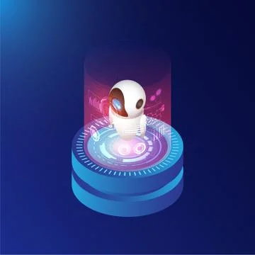 Isometric Artificial intelligence with server Stock Illustration