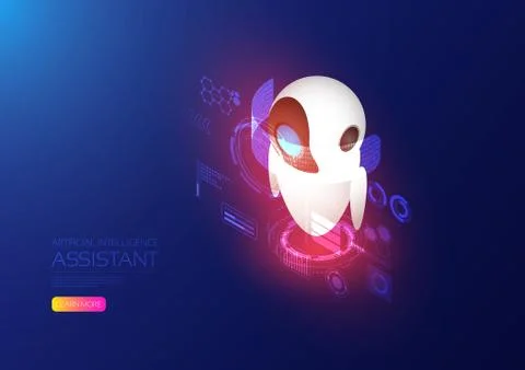 Isometric Artificial intelligence with server Stock Illustration