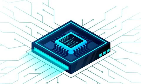 Isometric Artificial intelligence web banner. 3D isometric illustration of a  Stock Illustration