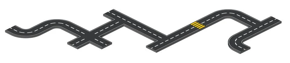 Isometric asphalt road with intersections Stock Illustration