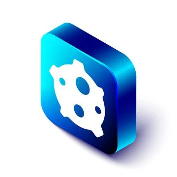 Isometric Asteroid icon isolated on white background. Blue square button. Vector Stock Illustration