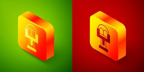 Isometric Attraction carousel icon isolated on green and red background Stock Illustration
