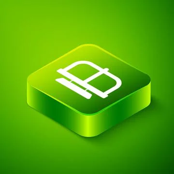 Isometric Attraction carousel icon isolated on green background. Amusement park Stock Illustration