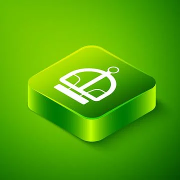 Isometric Attraction carousel icon isolated on green background. Amusement park Stock Illustration