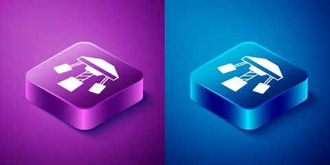 Isometric Attraction carousel icon isolated on blue and purple background Stock Illustration