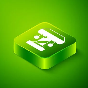 Isometric Attraction carousel icon isolated on green background. Amusement park Stock Illustration