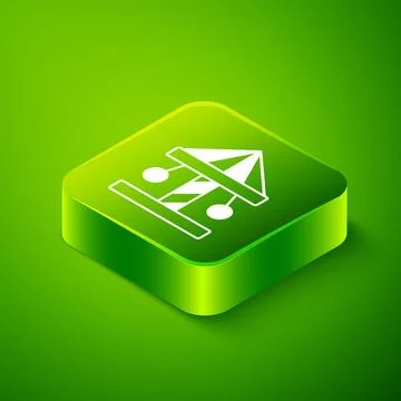 Isometric Attraction carousel icon isolated on green background. Amusement .. Stock Illustration