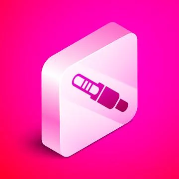 Isometric Audio jack icon isolated on pink background. Audio cable for connec Stock Illustration