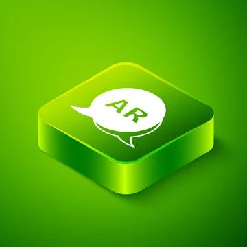 Isometric Augmented reality AR icon isolated on green background. Virtual Stock Illustration