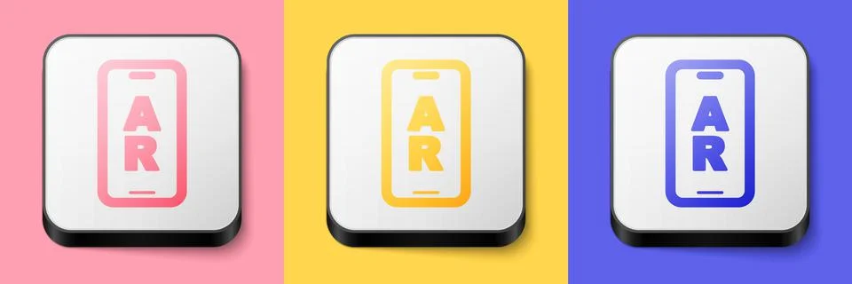 Isometric Augmented reality AR icon isolated on pink, yellow and blue background Stock Illustration
