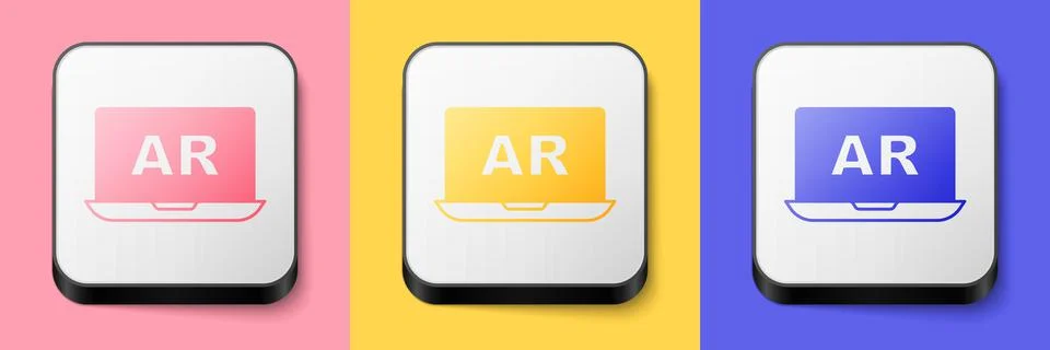 Isometric Augmented reality AR icon isolated on pink, yellow and blue background Stock Illustration