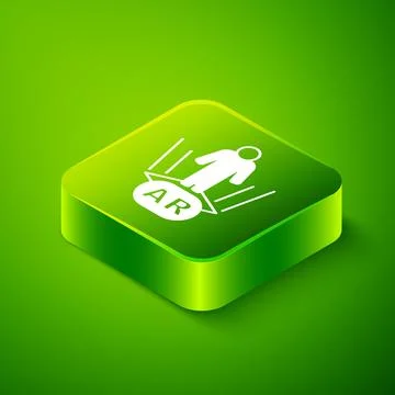 Isometric Augmented reality AR icon isolated on green background. Virtual Stock Illustration