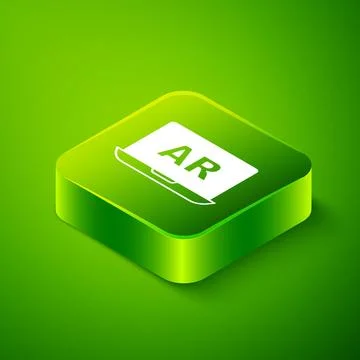 Isometric Augmented reality AR icon isolated on green background. Virtual Stock Illustration