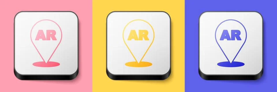 Isometric Augmented reality AR icon isolated on pink, yellow and blue background Stock Illustration