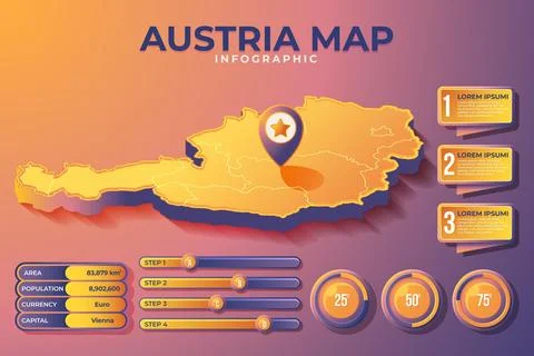Isometric austria map infographic Stock Illustration