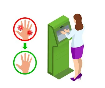 Isometric automatic alcohol hand sanitizer dispenser protection coronavirus Stock Illustration