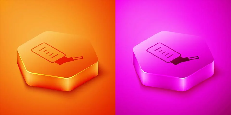 Isometric Automatic drinker for small pets icon isolated on orange and pink イラスト素材