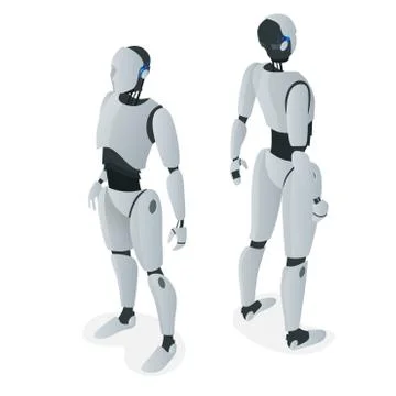Isometric autonomous Robot. Flat vector Isolated on white illustration Stock Illustration