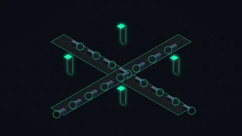 Isometric Autonomous Vehicle Traffic System Animation Stock Footage 345515448