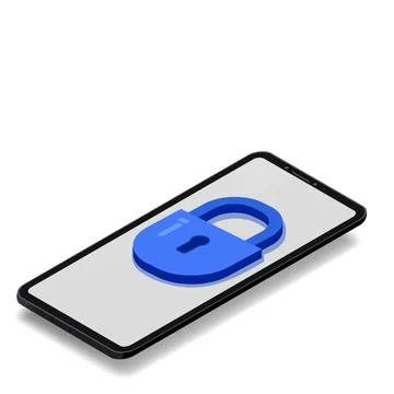 Isometric background smartphone cyber security and data protection 3D Stock Illustration