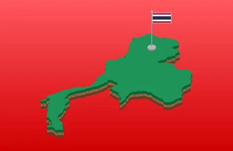 Isometric background technology of Thailand flag with map Stock Illustration