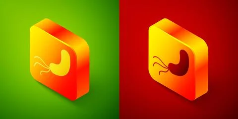 Isometric Bacteria icon isolated on green and red background. Bacteria and .. Illustration